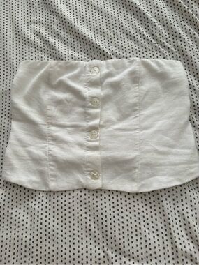 Abercrombie & Fitch White Smocked Waist Button-Front Top